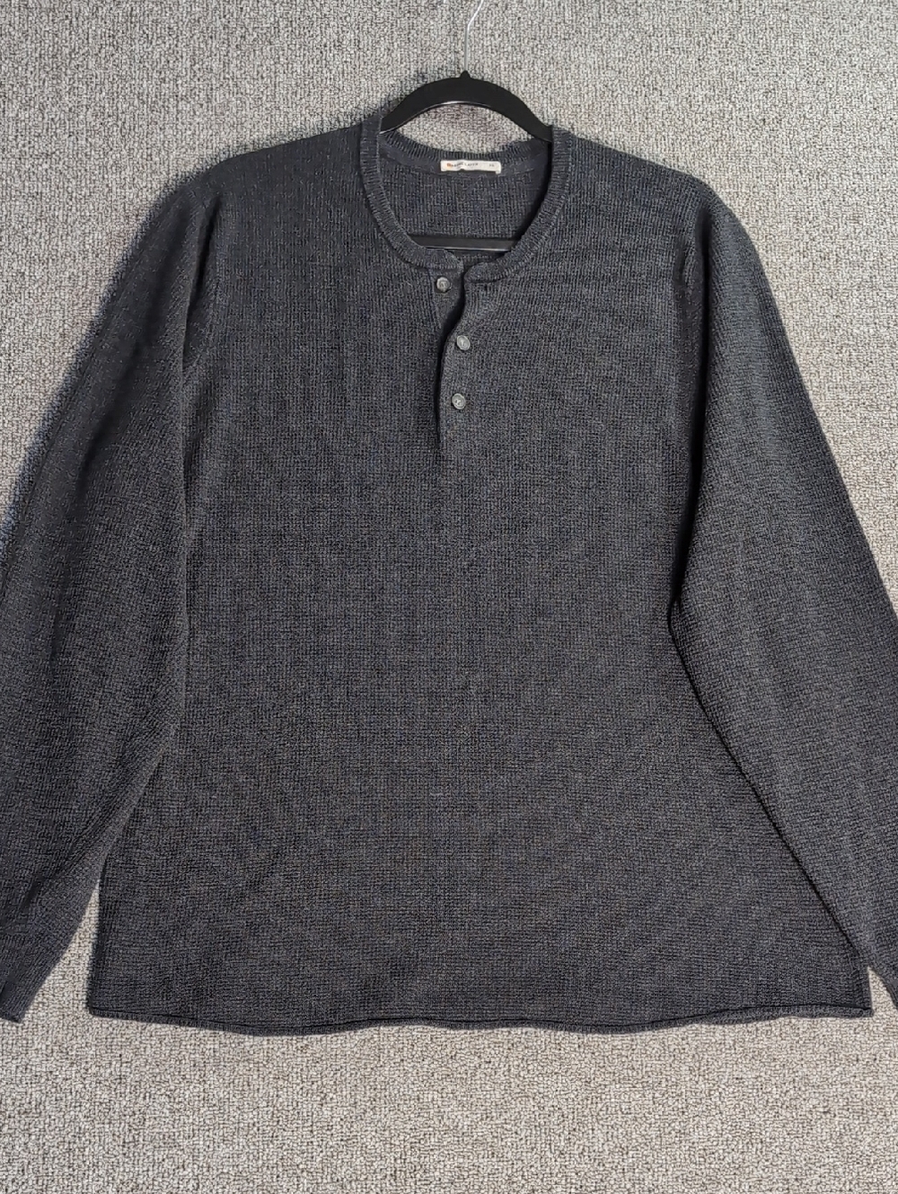 Marine Layer Liam Henley Thermal Sweater Wool Blend Size XL in Charcoal Gray